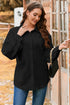 Cable Texture Button Front Puff Sleeve Shacket